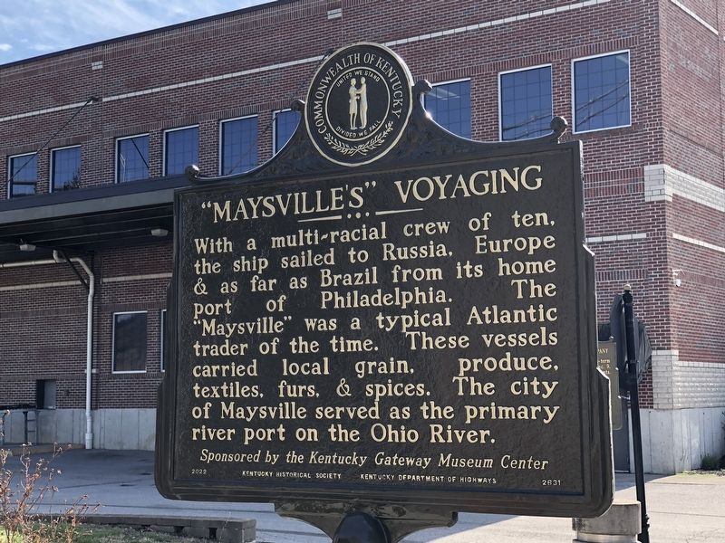 "Maysville's" Voyaging side of marker. Click for full size. "Maysville's" Voyaging side of marker image. Click for full size.