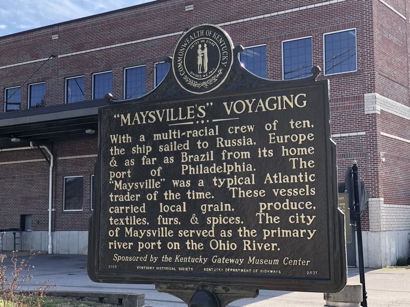 "Maysville's" Voyaging side of marker image. Click for full size.