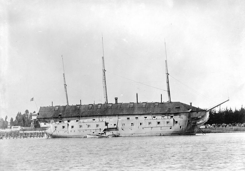 USS Independence at Mare Island Navy Yard ca. 1890s. Click for more information. USS Independence at Mare Island Navy Yard ca. 1890s image. Click for more information.