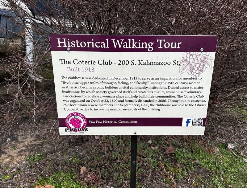 The Coterie Club - 200 S. Kalamazoo St. Marker image. Click for full size.