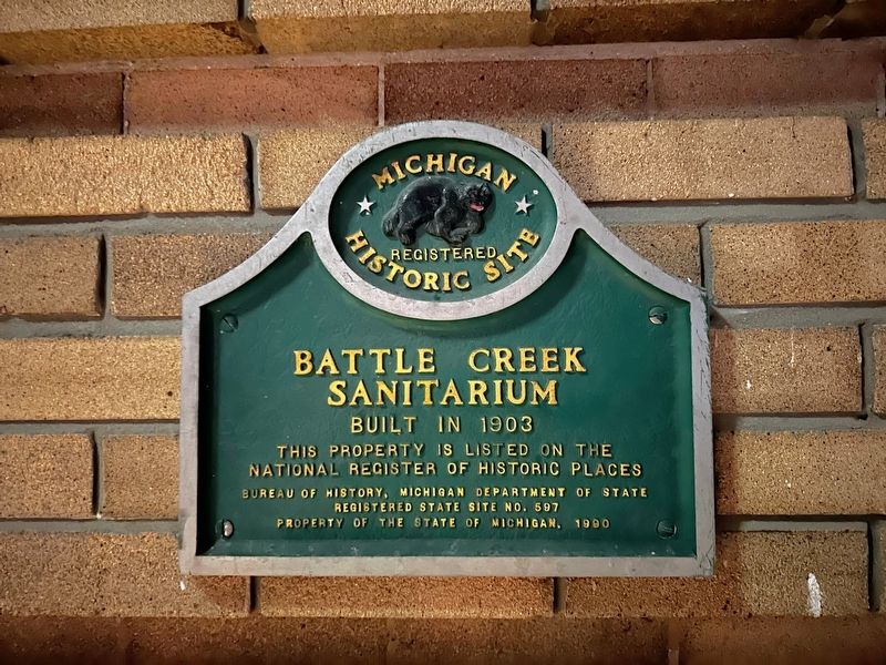 Battle Creek Sanitarium Marker. Click for full size. Battle Creek Sanitarium Marker image. Click for full size.