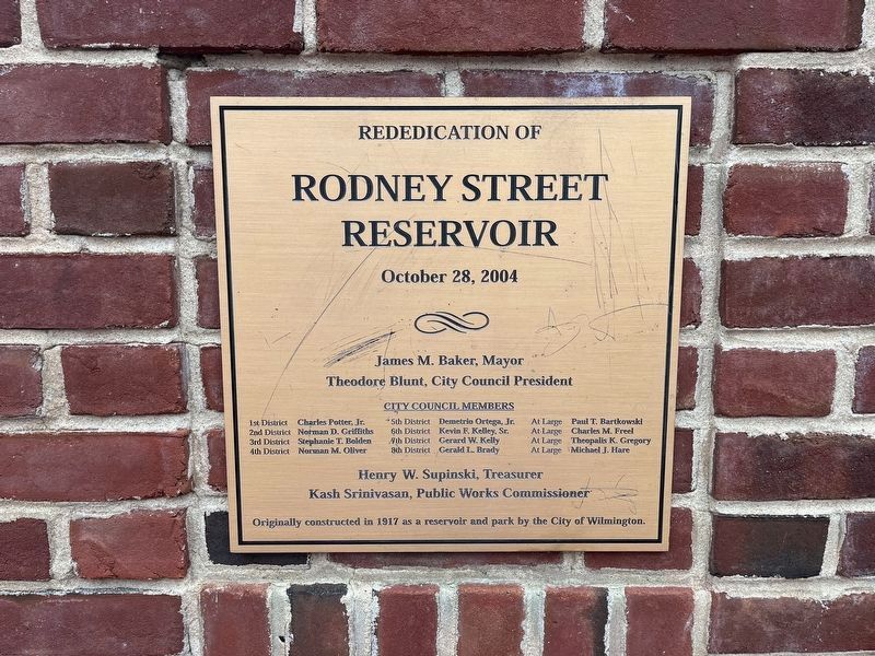 Rededication of Rodney Street Reservoir Marker image. Click for full size.