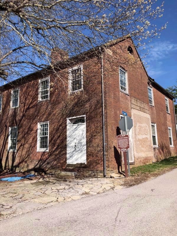 Taylor's Corner Marker (<i>wide view; southwest corner of house in background</i>) image. Click for full size.
