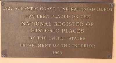 1927 Atlantic Coast Line Railroad Depot Marker image. Click for full size.