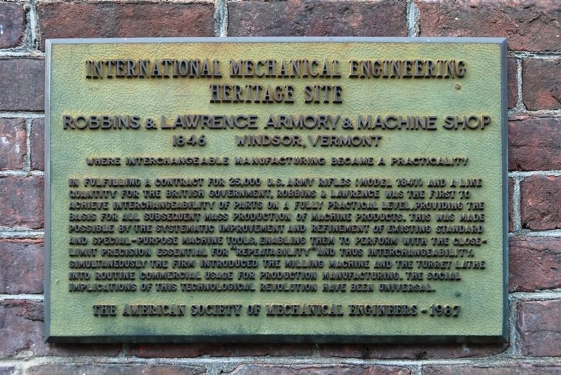 ASME Landmark - Robbins & Lawrence Armory & Machine Shop image. Click for full size.