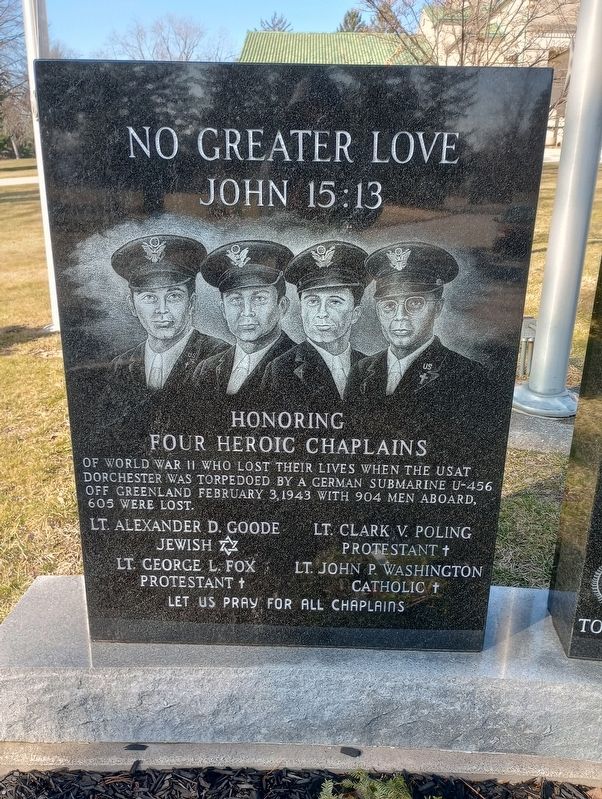 Honoring Four Heroic Chaplains Marker image. Click for full size.