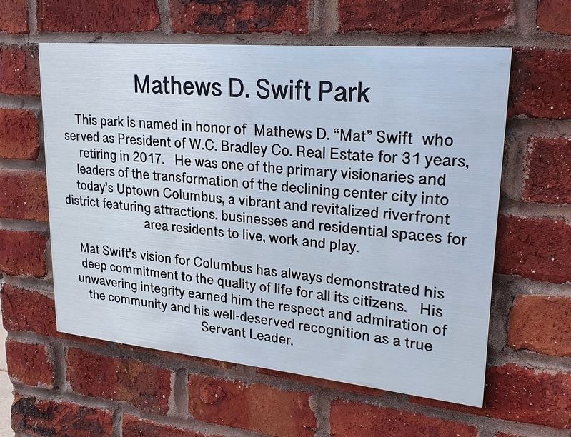 Mathews D. Swift Park Marker. Click for full size. Mathews D. Swift Park Marker image. Click for full size.