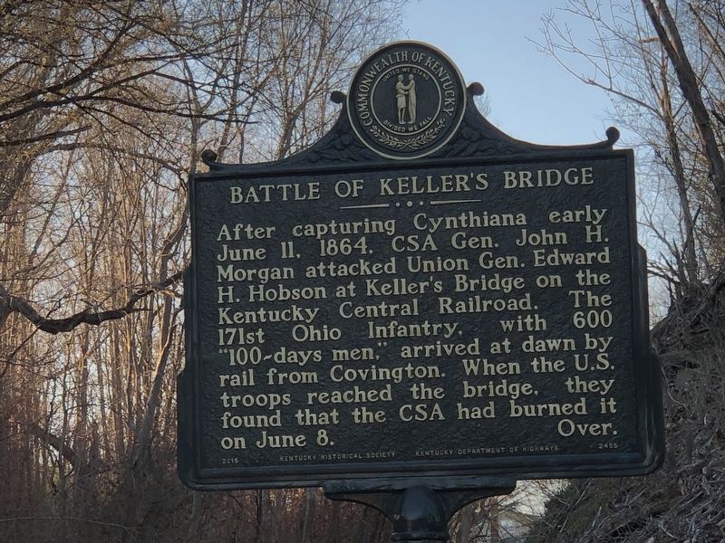 Battle of Keller's Bridge Marker, Side One image. Click for full size.