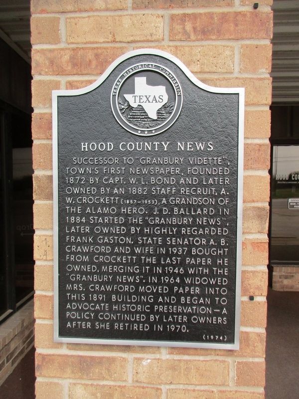 Hood County News Marker image. Click for full size.