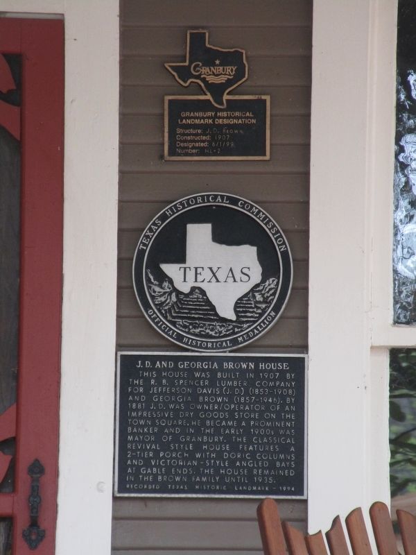 J.D. and Georgia Brown House Marker. Click for full size. J.D. and Georgia Brown House Marker image. Click for full size.