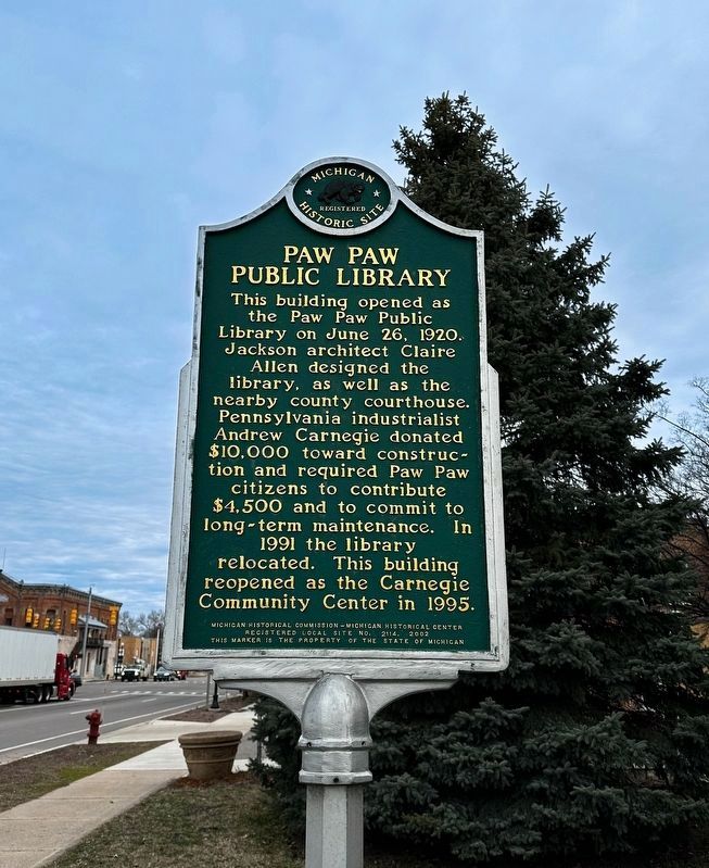 Paw Paw Public Library Marker image. Click for full size.