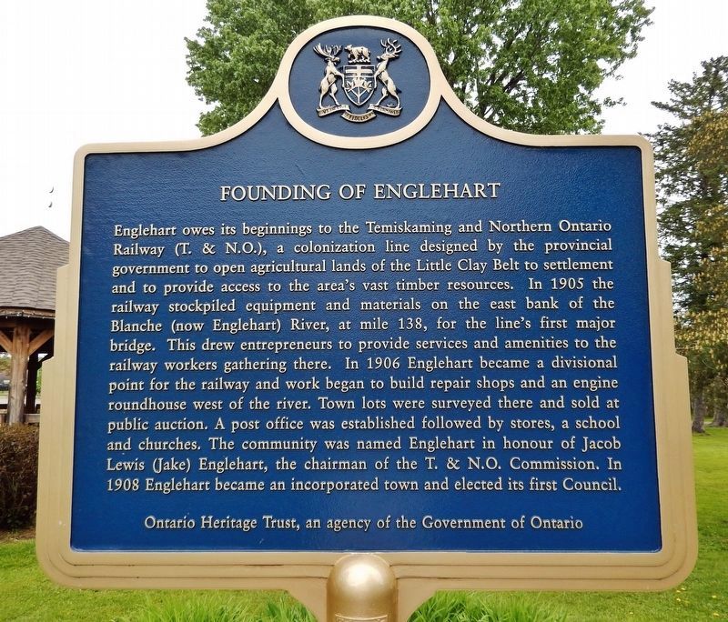 Founding of Englehart Marker (<i>south side • English</i>) image. Click for full size.