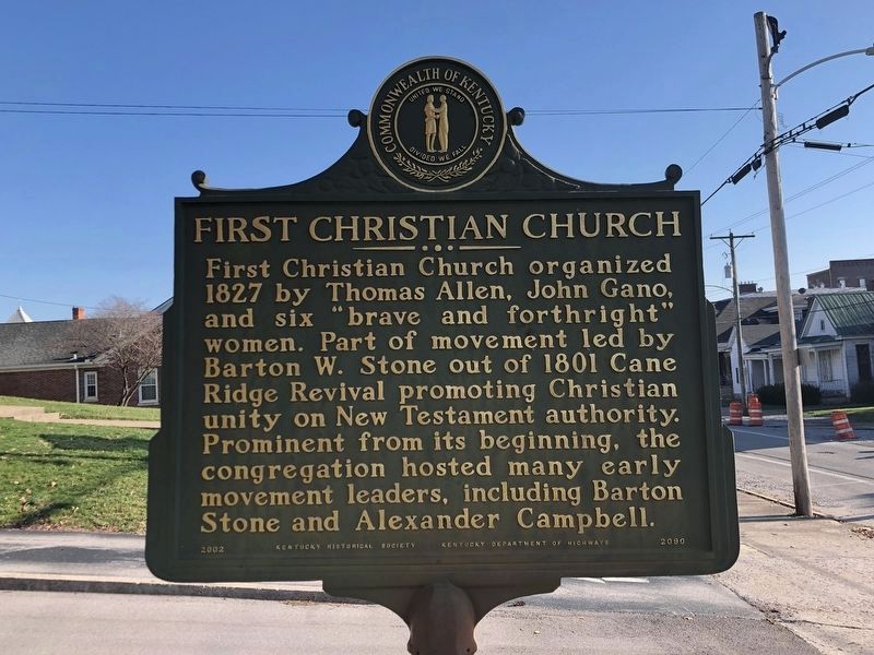 First Christian Church Marker (side A). Click for full size. First Christian Church Marker (side A) image. Click for full size.