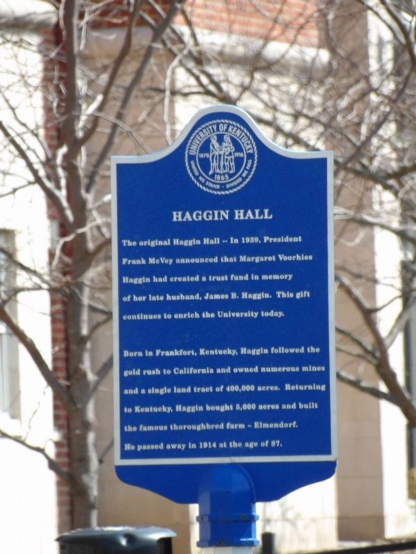 Haggin Hall Marker (side A) image. Click for full size.