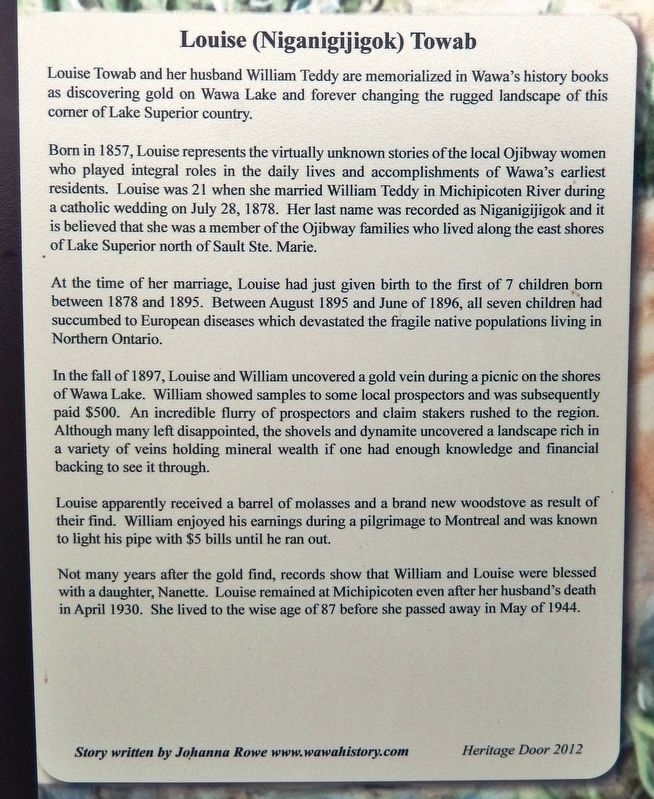 Louise (Niganigijigok) Towab Marker image. Click for full size.