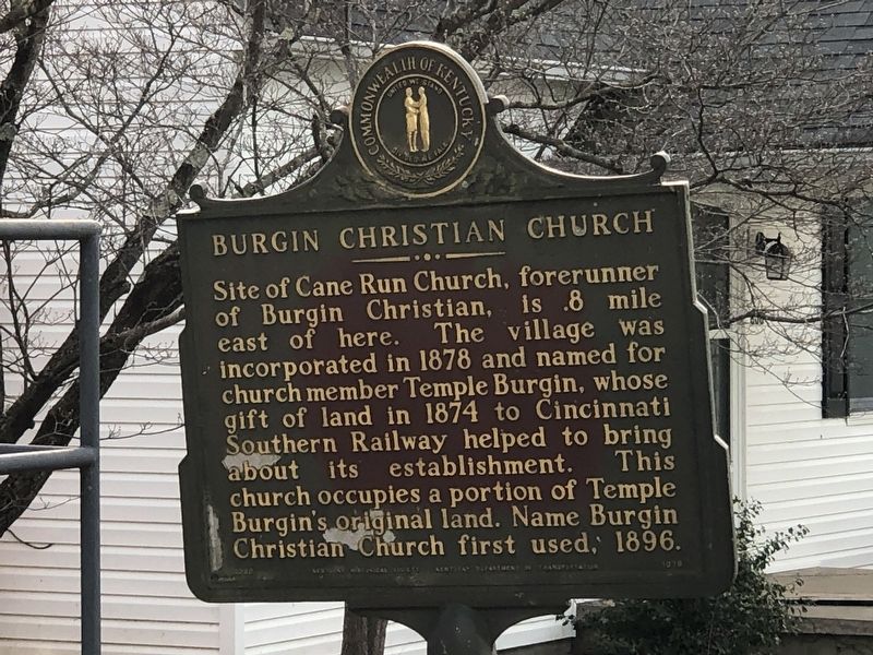 Burgin Christian Church Marker, Side Two image. Click for full size.
