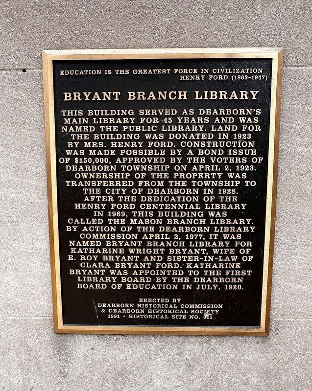 Bryant Branch Library Marker image. Click for full size.