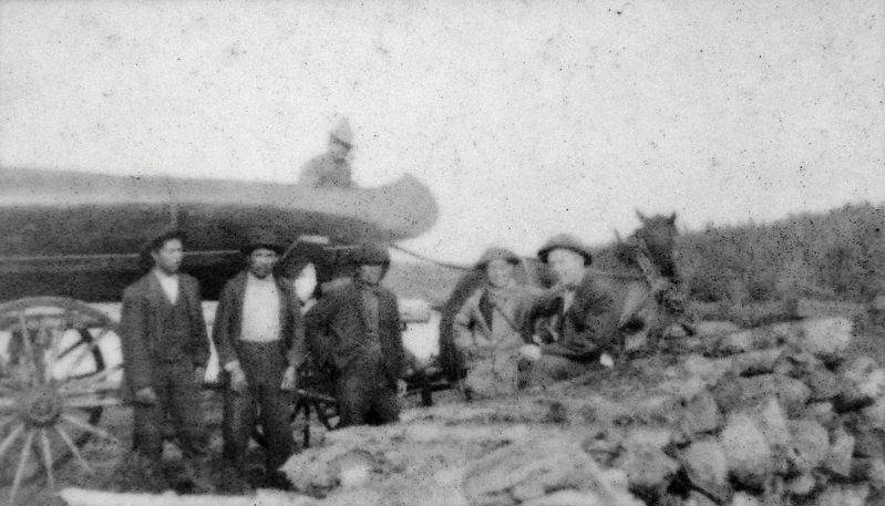 Marker detail: Detroit fisherman and Michipicoten guides traveling the Mormon Trail, 1910. Click for full size. Marker detail: Detroit fisherman and Michipicoten guides traveling the Mormon Trail, 1910 image. Click for full size.