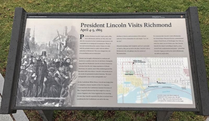 President Lincoln Visits Richmond Marker image. Click for full size.