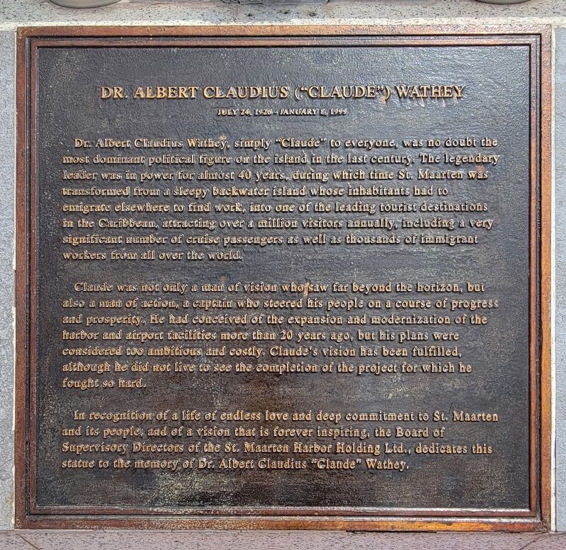 Dr Albert Claudius ("Claude") Wathey Marker. Click for full size. Dr Albert Claudius ("Claude") Wathey Marker image. Click for full size.