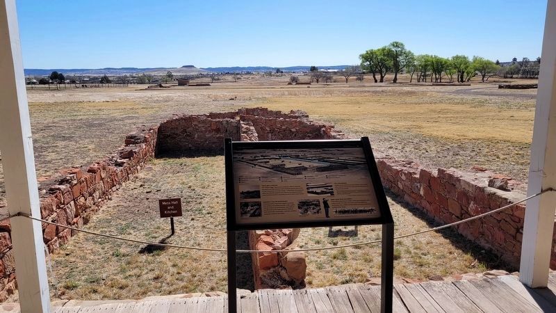 The view of the Legend - Fort Davis Marker looking at a section of the old barracks ruins image. Click for full size.