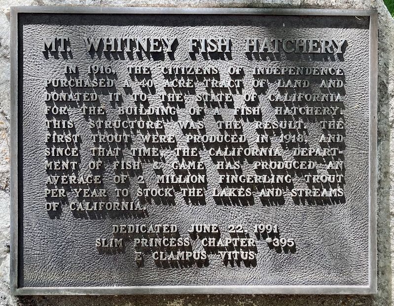 Mt. Whitney Fish Hatchery Marker image. Click for full size.