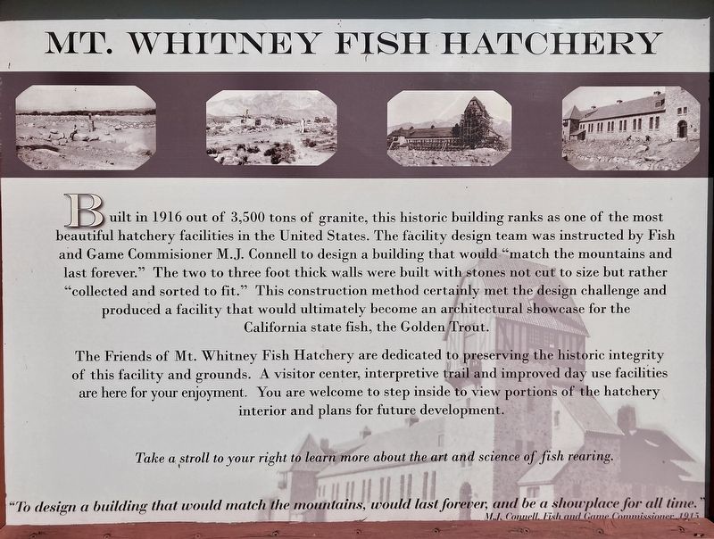 Mt. Whitney Fish Hatchery Interpretive Sign image. Click for full size.
