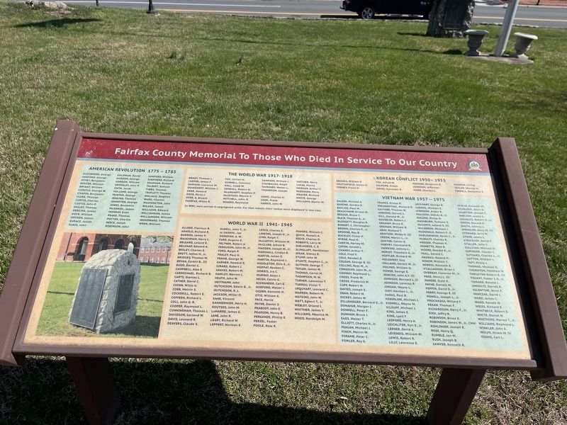 Fairfax County Memorial To Those Who Died In Service To Our Country Marker image. Click for full size.