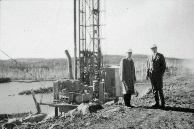 Marker detail: Rotary drill operating at the Lucy Open Pit Mine, 1967-1970 image. Click for full size.