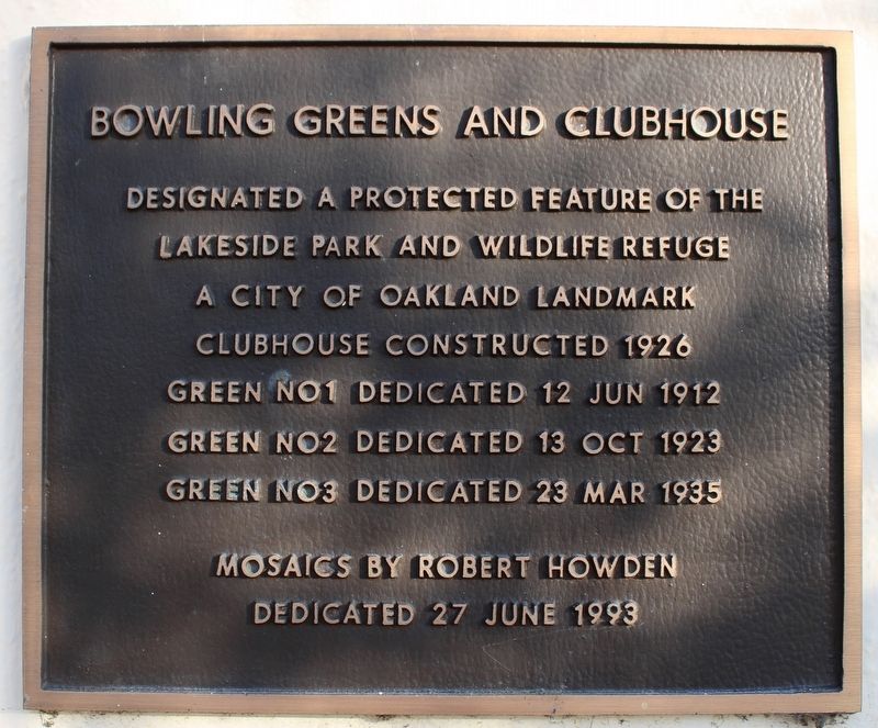 Bowling Greens and Clubhouse Marker image. Click for full size.
