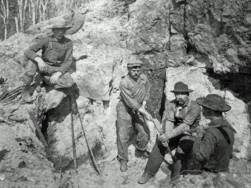 Marker detail: Miners at Grace Mine, 1908 image. Click for full size.