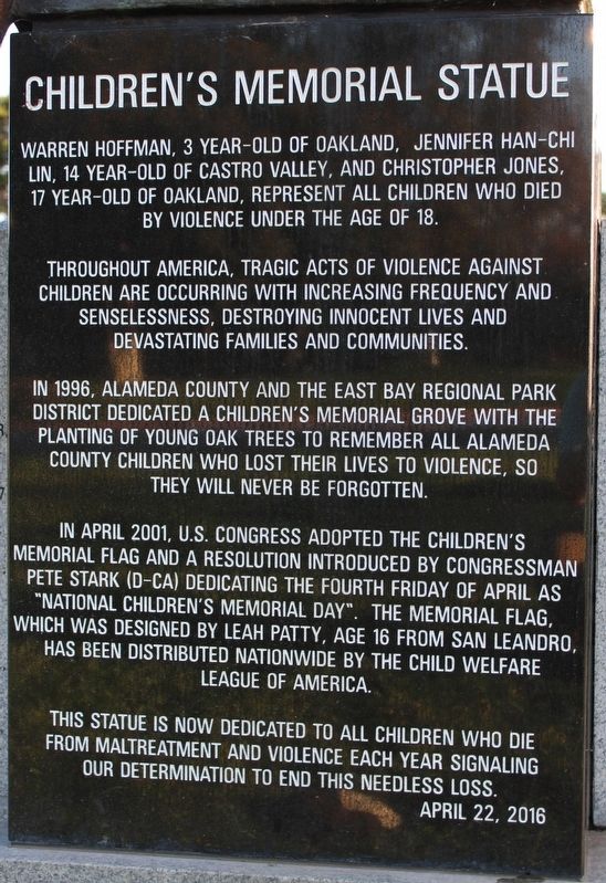 Children's Memorial Statue Marker image. Click for full size.