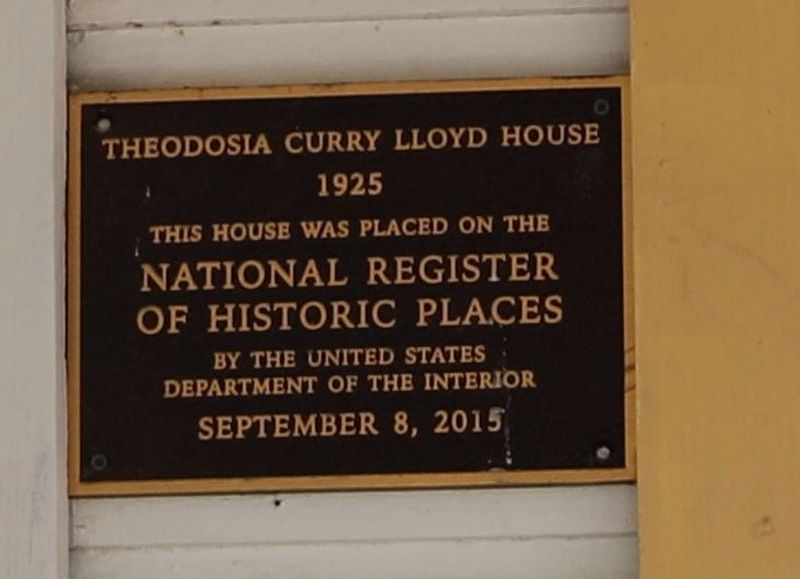 Theodosia Curry Lloyd House Marker image. Click for full size.