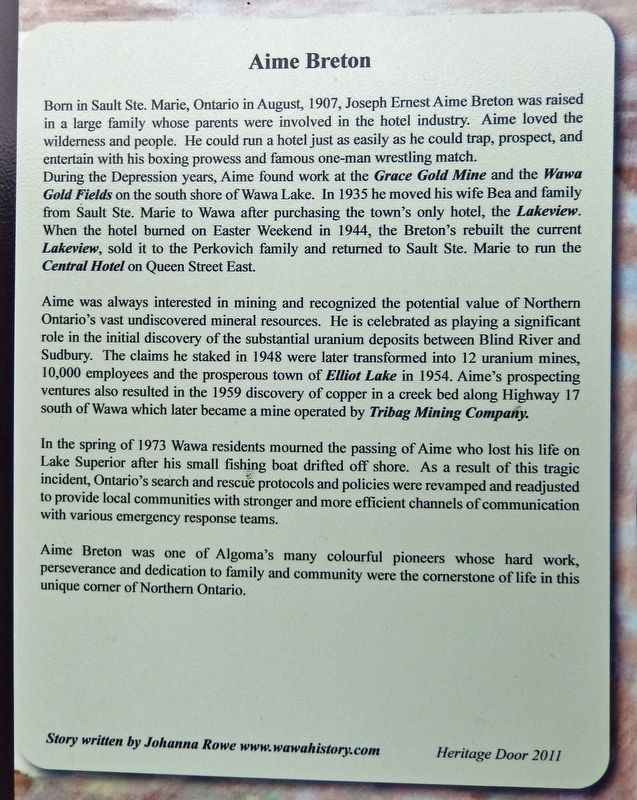 Aime Breton Marker. Click for full size. Aime Breton Marker image. Click for full size.