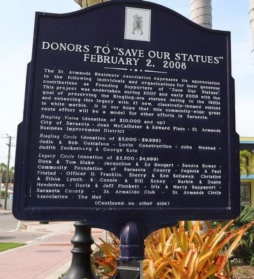 Donors to "Save our Statues" Marker, Side One image. Click for full size.
