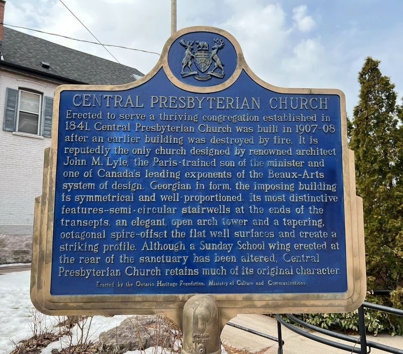 Central Presbyterian Church Marker - English side. Click for full size. Central Presbyterian Church Marker - English side image. Click for full size.