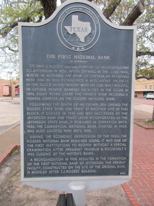 First National Bank of Jefferson Marker image. Click for full size.