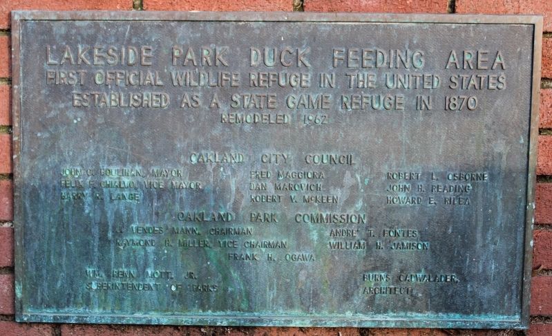 Lakeside Park Duck Feeding Area Marker image. Click for full size.