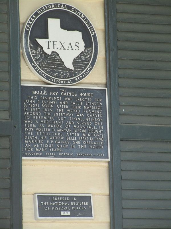The Belle Fry Gaines House Marker. Click for full size. The Belle Fry Gaines House Marker image. Click for full size.