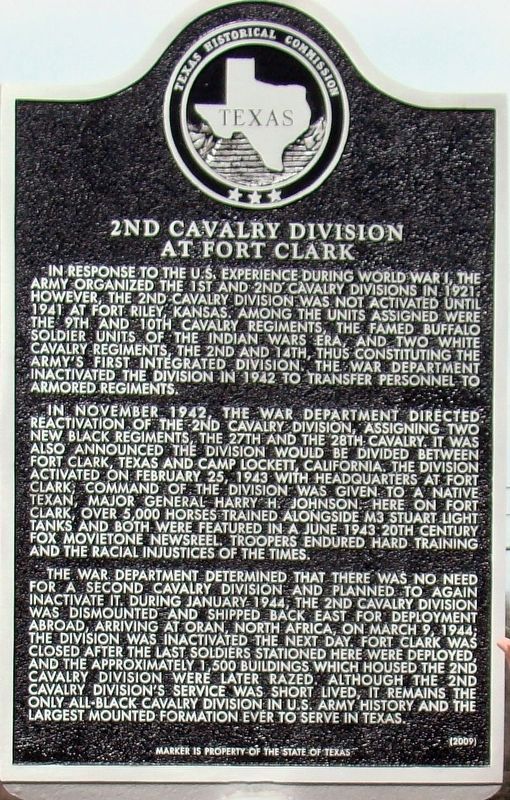 2nd Cavalry Division at Fort Clark Marker image. Click for full size.