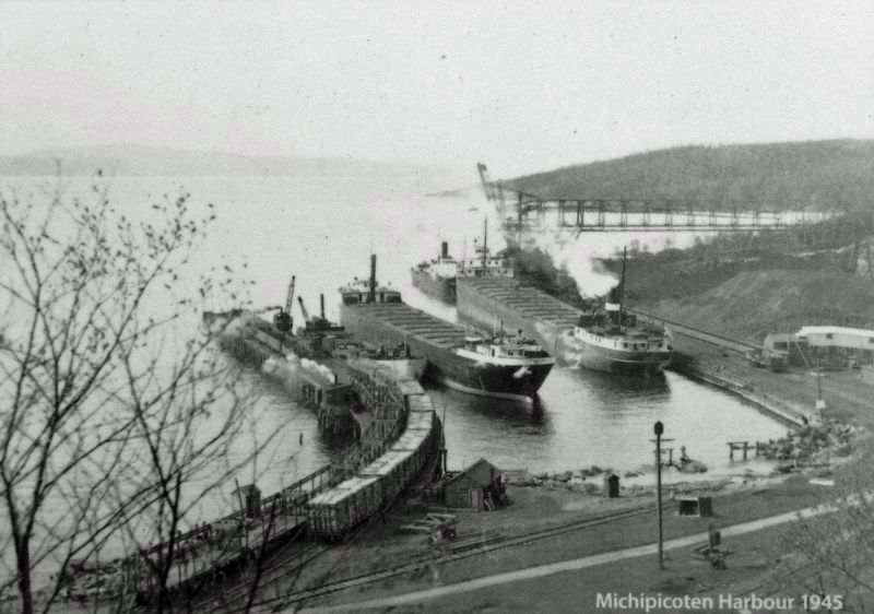 Marker detail: Michipicoten Harbour 1945. Click for full size. Marker detail: Michipicoten Harbour 1945 image. Click for full size.