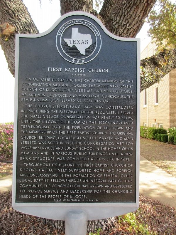 First Baptist Church of Kilgore Marker image. Click for full size.