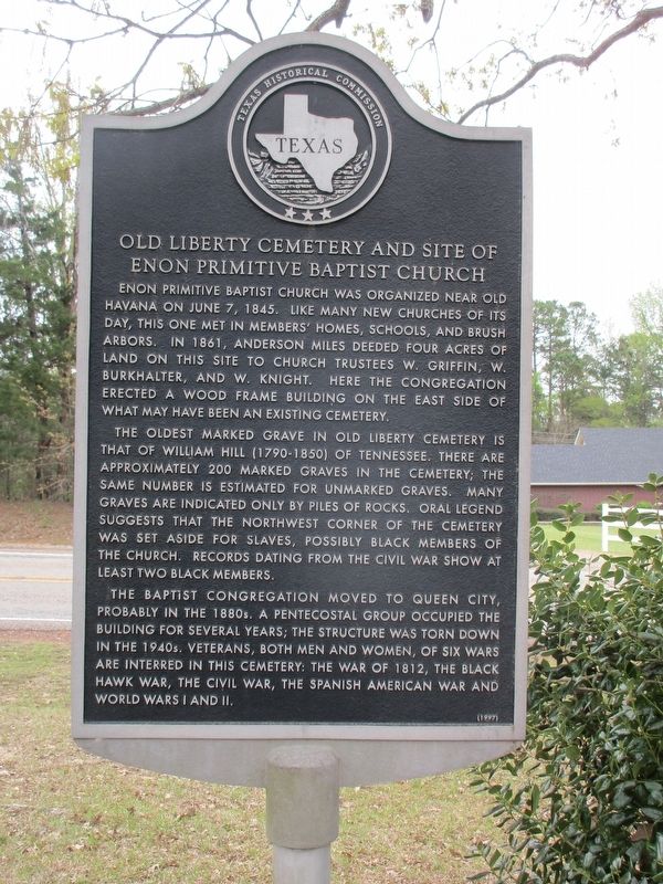 Old Liberty Cemetery and Site of Enon Primitive Baptist Church Marker image. Click for full size.
