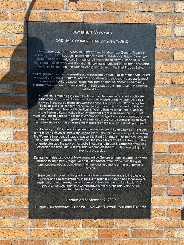 UAW Tribute to Women Marker. Click for full size. UAW Tribute to Women Marker image. Click for full size.