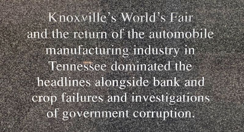 Knoxville's World Fair and the return of automobile manufacturing industry Marker image. Click for full size.