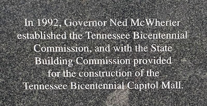 Ned McWherter and the Tennessee Bicentennial Capitol Mall Marker image. Click for full size.
