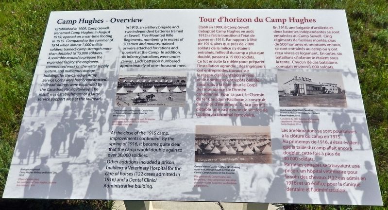 Camp Hughes  Overview / Tour d'horizon du Camp Hughes Marker image. Click for full size.
