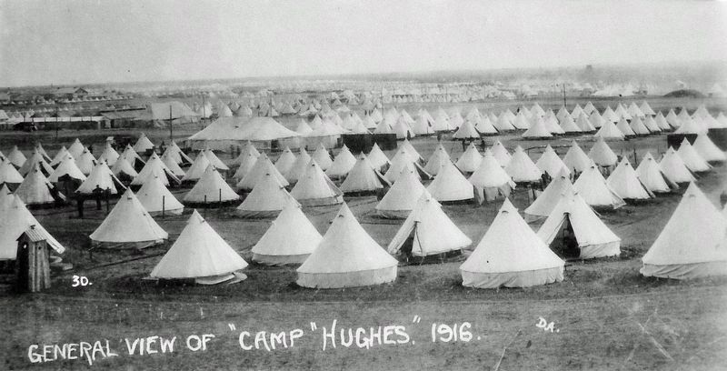 Marker detail: General view of Camp Hughes /<br>Vue gnrale du Camp Hughes  1916 image. Click for full size.