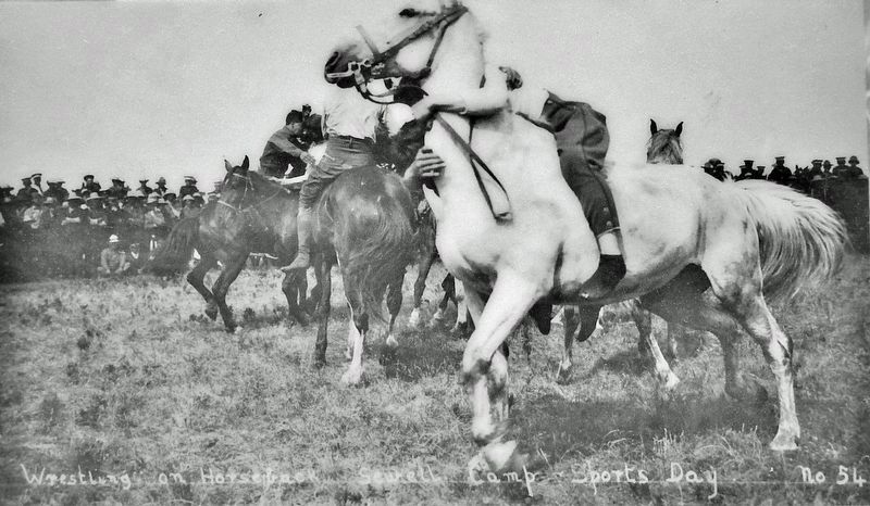Marker detail: Wrestling on horseback / La lutte  cheval image. Click for full size.
