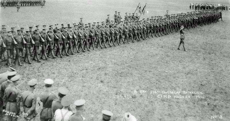 Marker detail: "B" Company 214th (Saskatchewan) Infantry Battalion image. Click for full size.